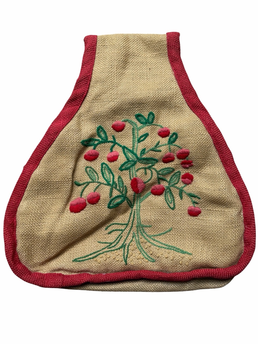 Vintage 60’s Embroidered Burlap Market Tote Hobo Bag